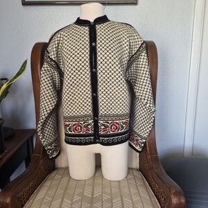 Dale of Norway Black and Cream Knit Cardigan